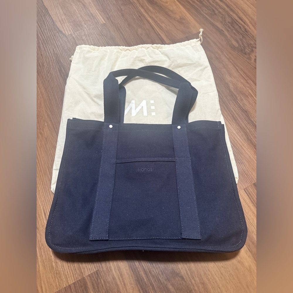 Elegant Navy Canvas Tote by Monos - The Gesso Tote in Abyss Blue